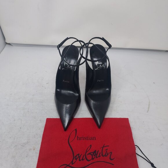 Christian Louboutin Black Strappy Condora Leather Heel Shoe - Picture 7 of 12